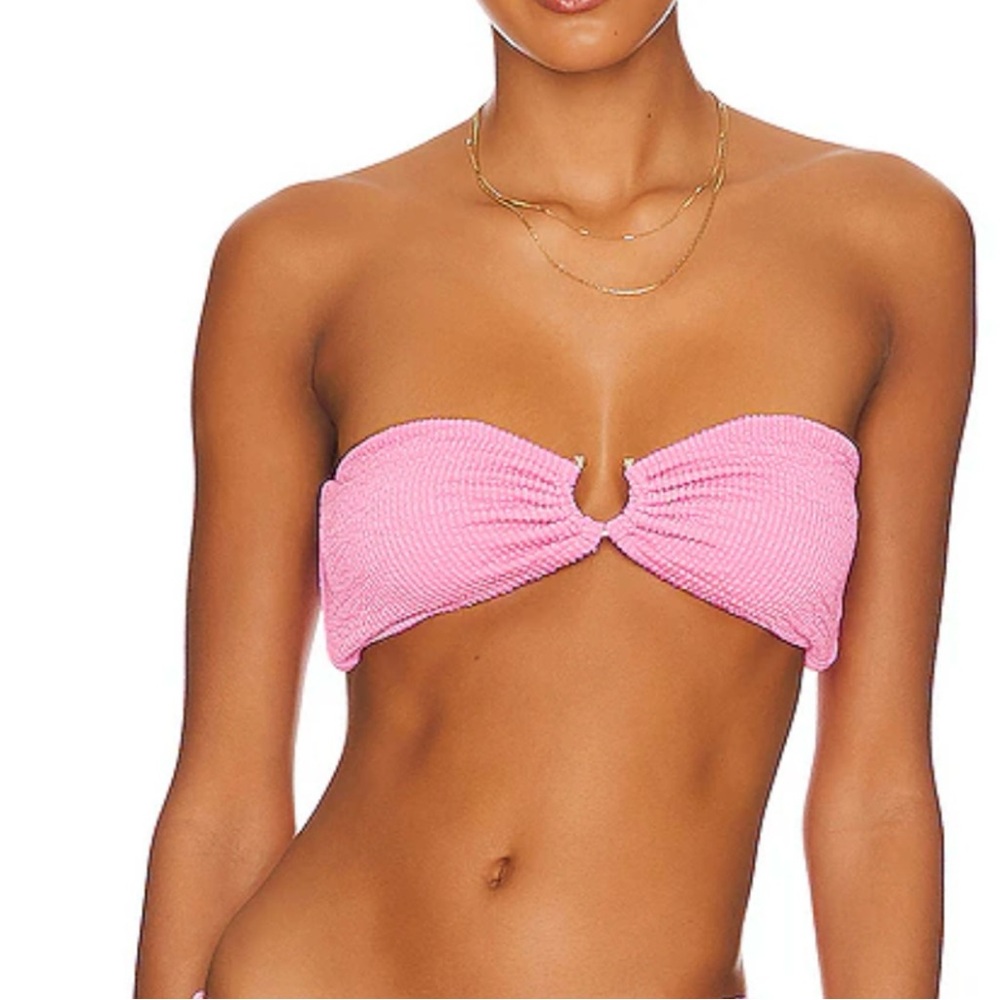 WeWore What Pink Textured Bikini Top-Small